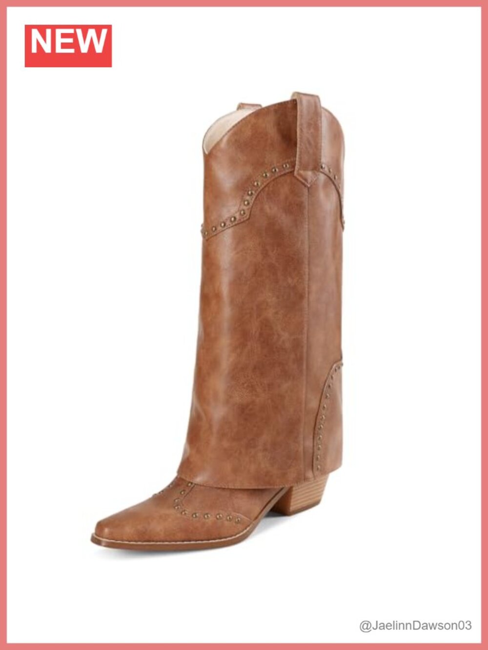 Fold Over Knee High Shark Boots with Chunky Block Heel Pointed Toe